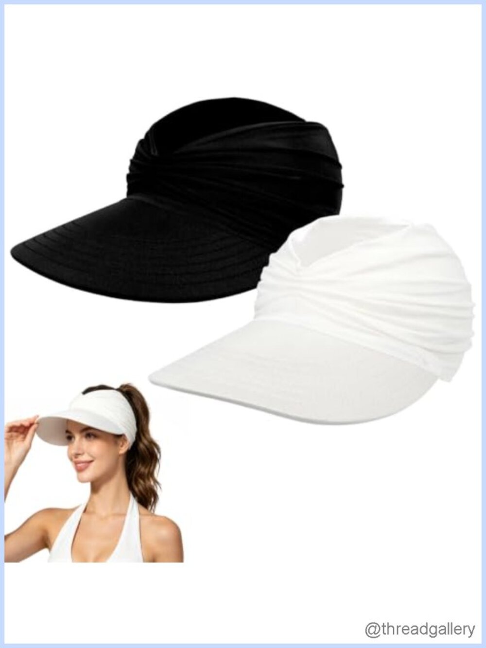 Wide Brim UV Sun Visor Hat UPF 50+ Ponytail Golf Beach Lightweight